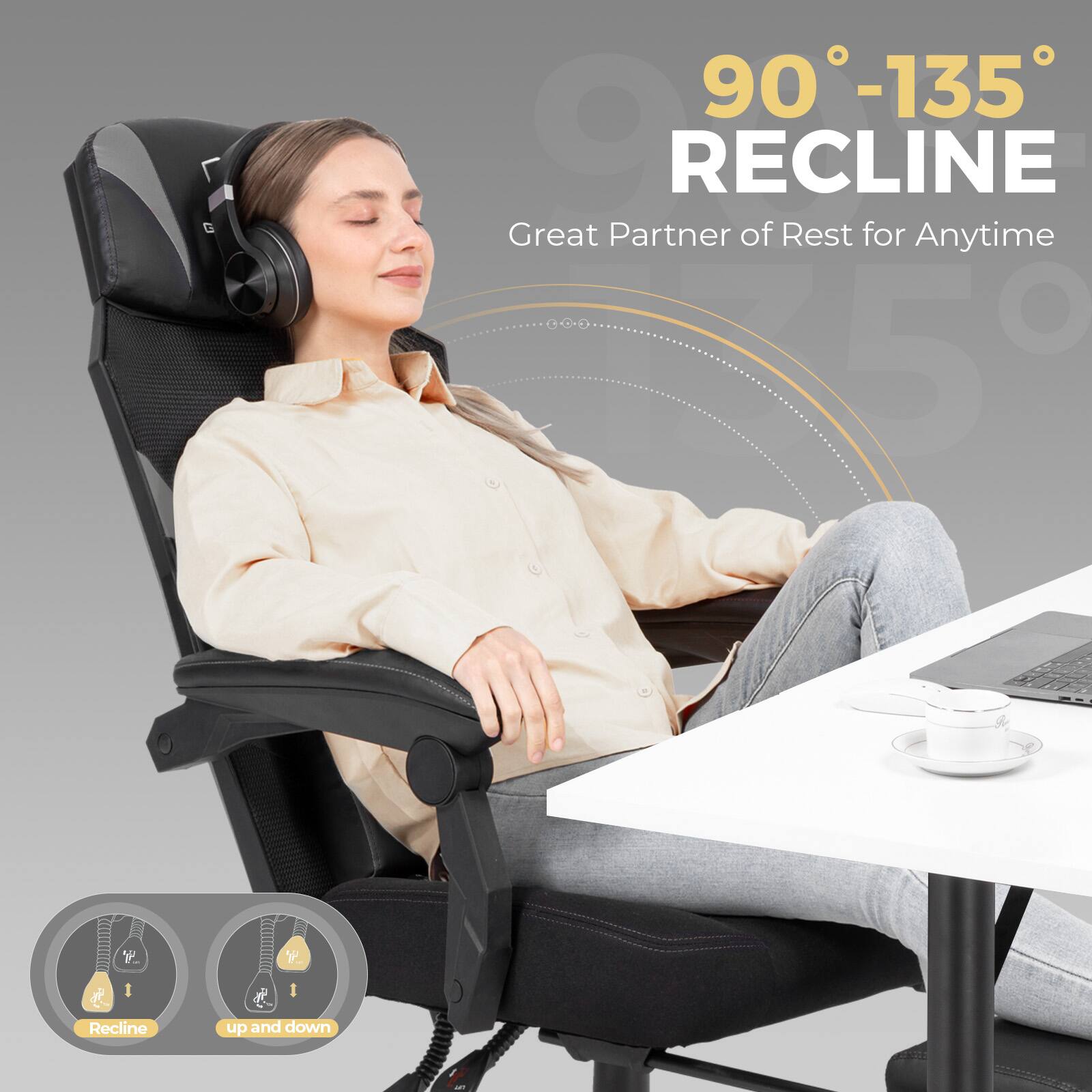 90-135 RECLINE Great Partner of Rest for Anytime Recline up and down