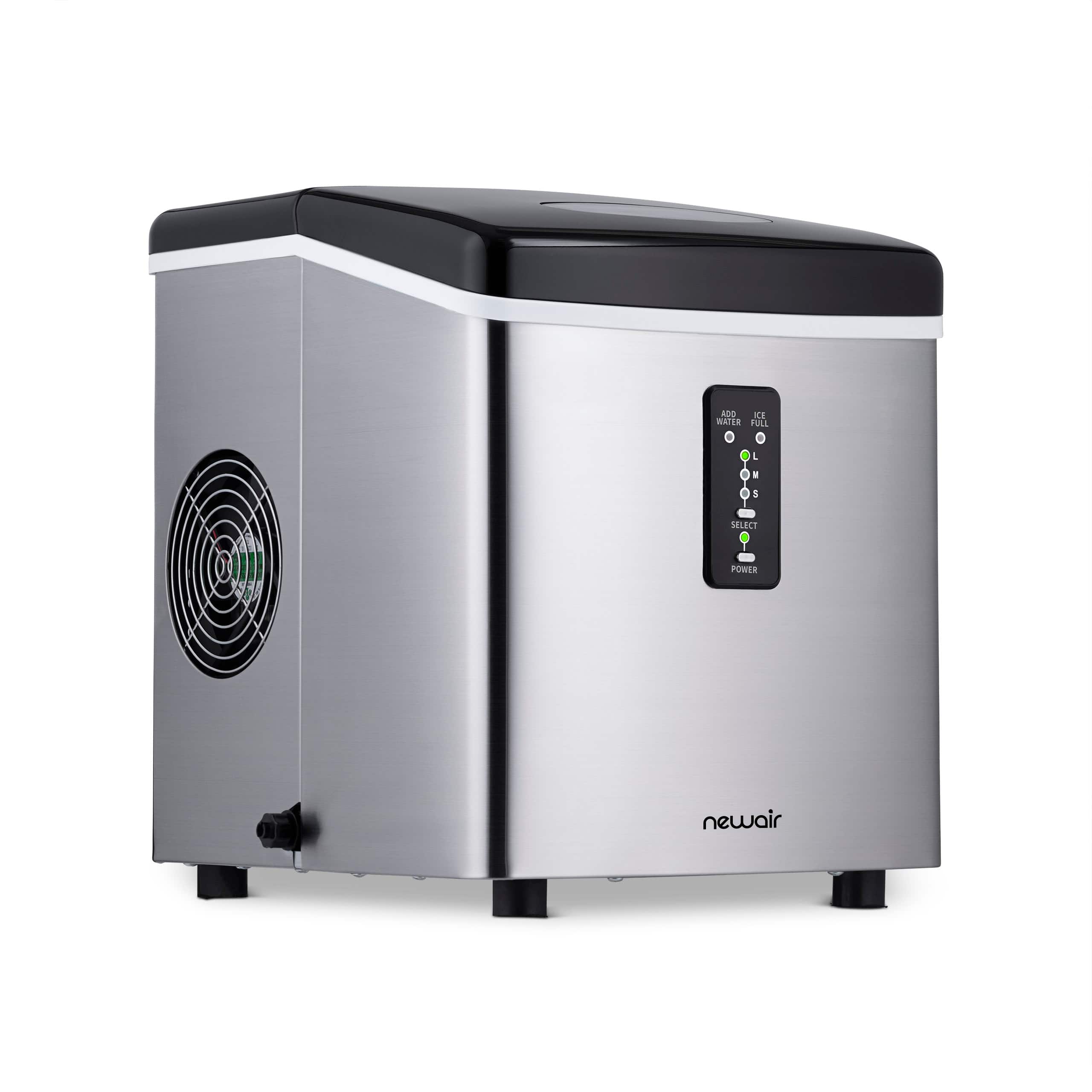 NewAir - 12" 28-lb Portable Bullet Ice Maker with 3 Ice Sizes - Stainless Steel - Front_Zoom