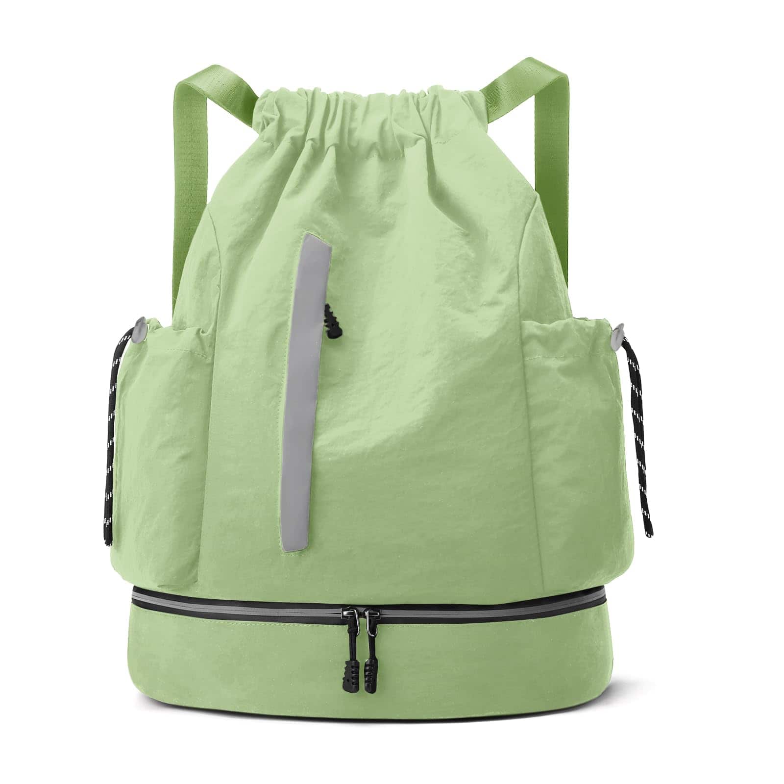 Pacoar Cade - Drawstring Backpack For Men Women Water resistant Gym Bag With Shoe Compartment Lightweight String Sport Sackpack - Green-Minimalist