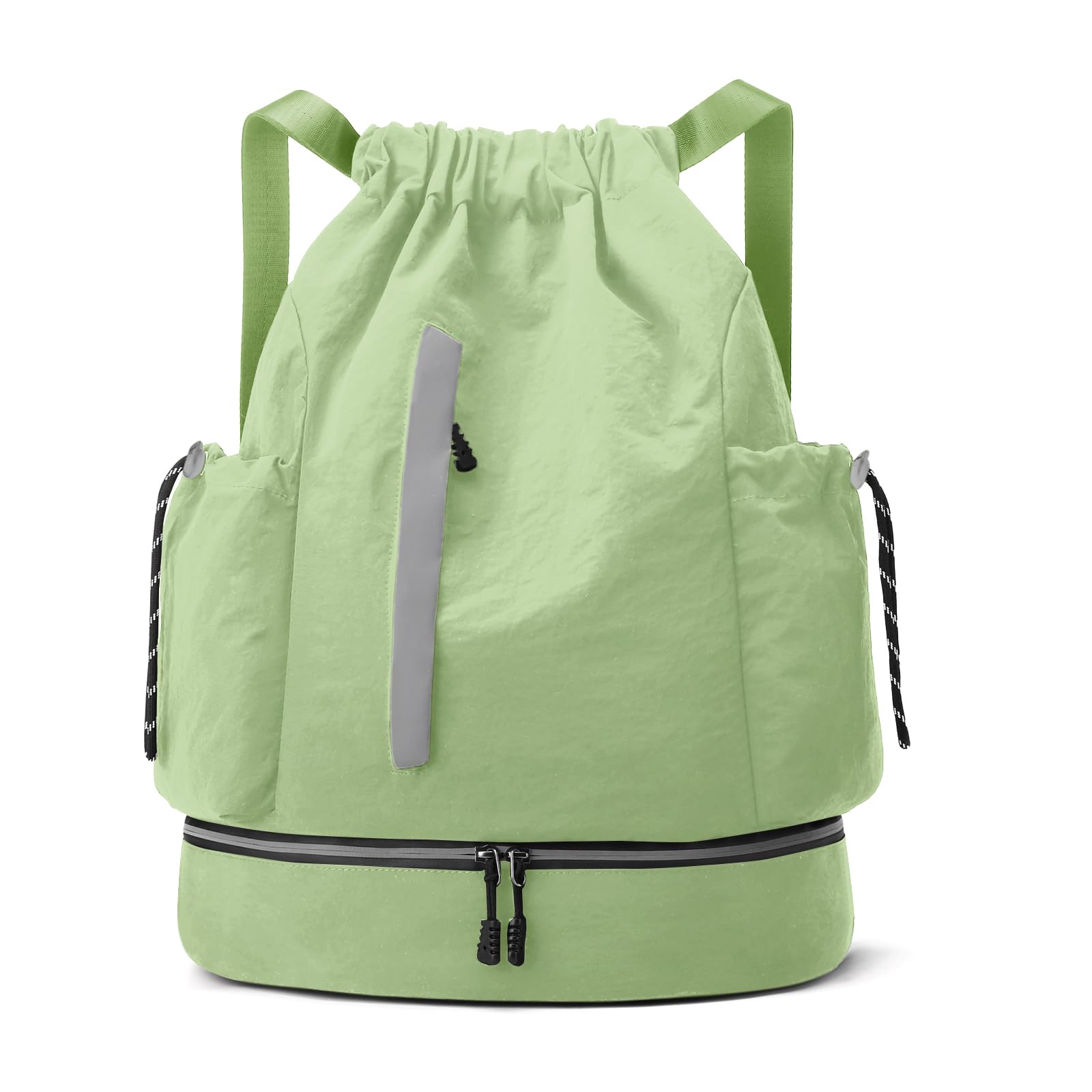 Front. Pacoar Cade - Drawstring Backpack For Men Women Water resistant Gym Bag With Shoe Compartment Lightweight String Sport Sackpack - Green-Minimalist.