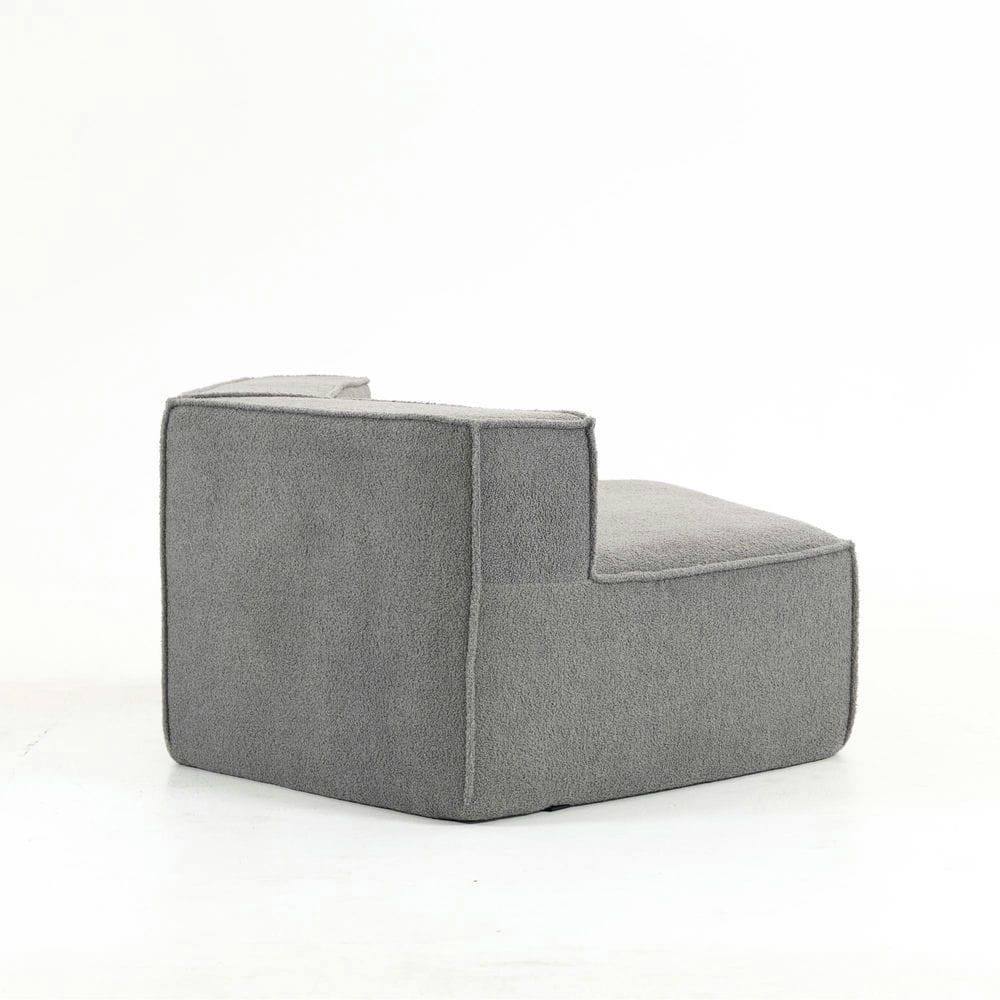 Alt View 8. Resenkos - Grey Teddy Fleece Single Sofa Chair - Compressed Modular Wide Seat with 3 Back Cushions, Soft All-Foam Home Lounge Chair - Gray.
