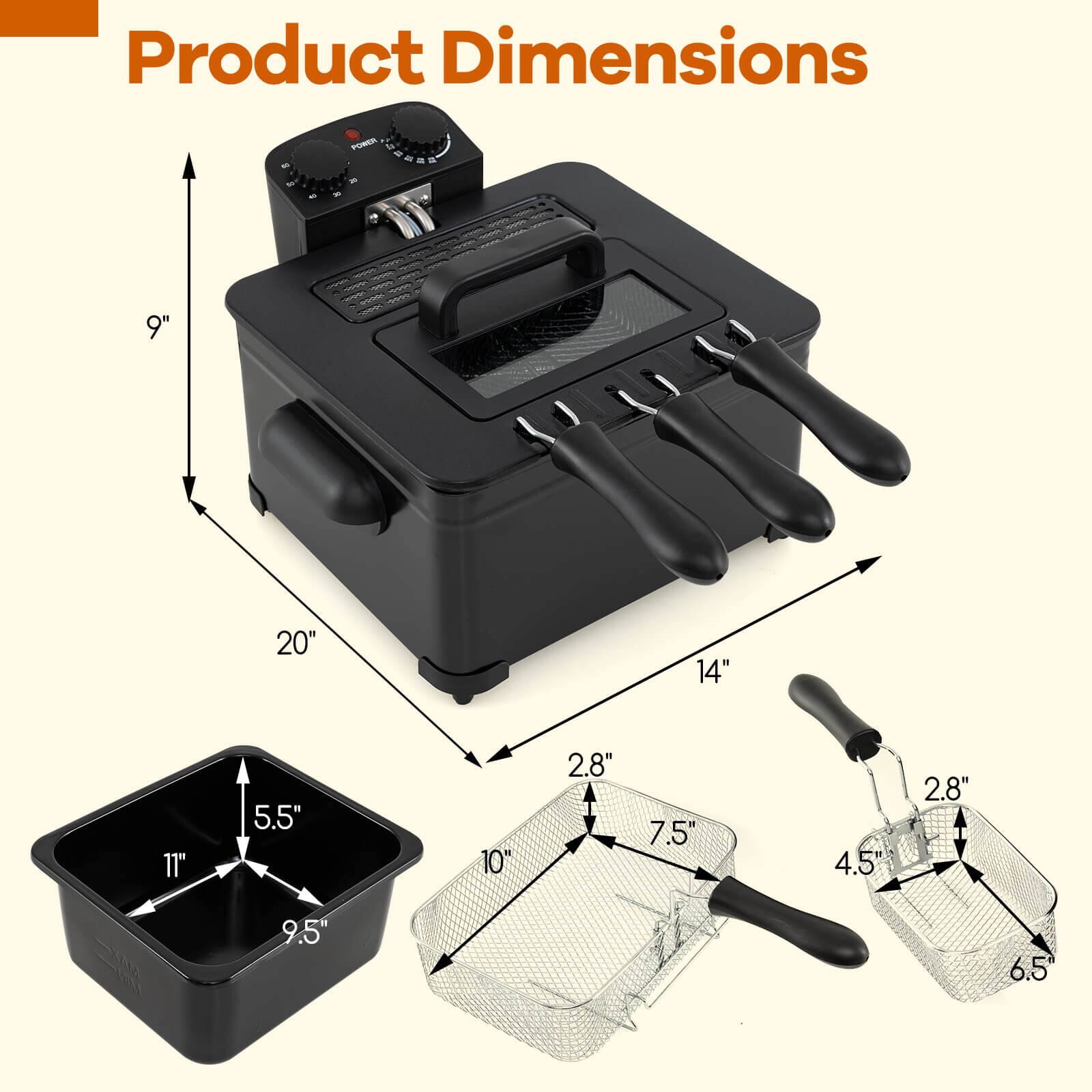 Product Dimensions - 9" x 20" x 14"  
11" x 5.5" x 10"h  
2.8" x 7.5" x 4.5"  
2.8" x 9.5" x 6.5"