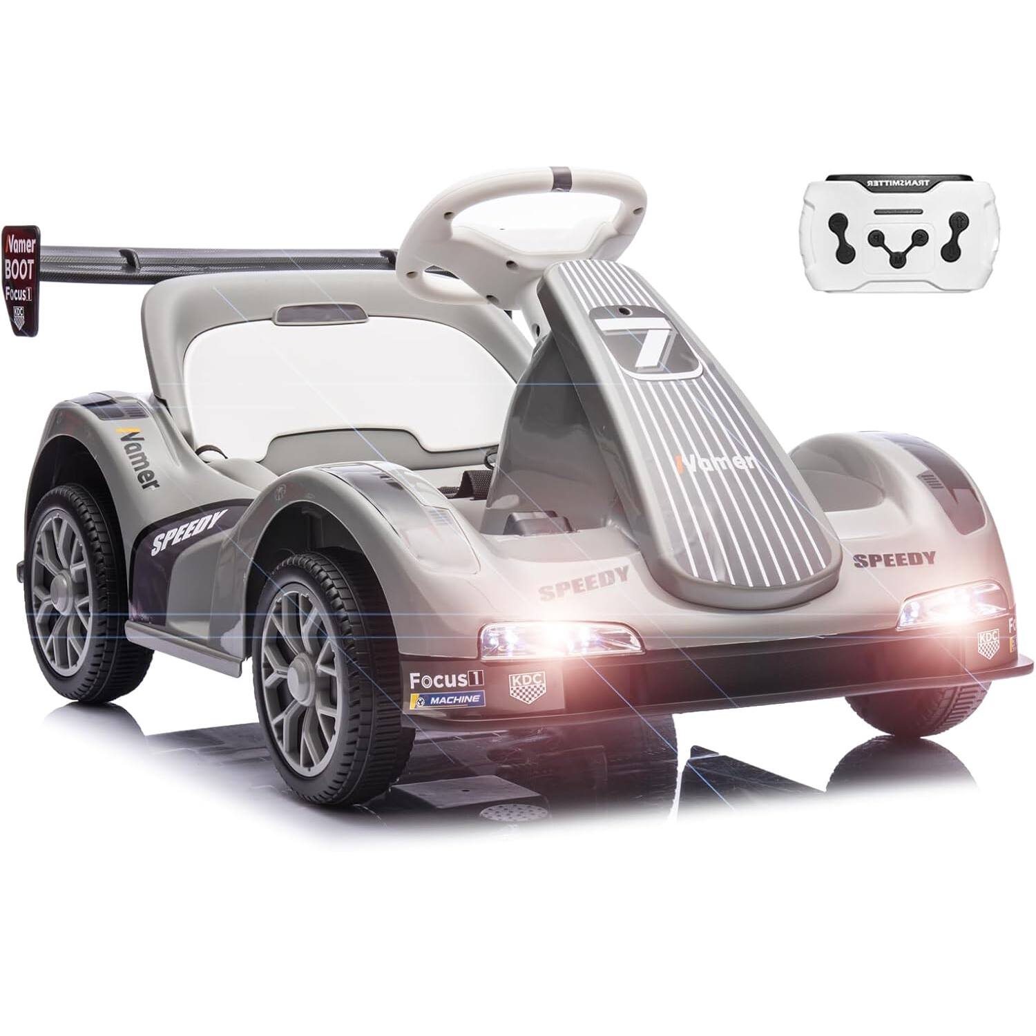 GARVEE - Electric Go Kart for Kids Ride on Race Car Remote Control LED Headlights 7AH Battery Powered for Toddlers Kids