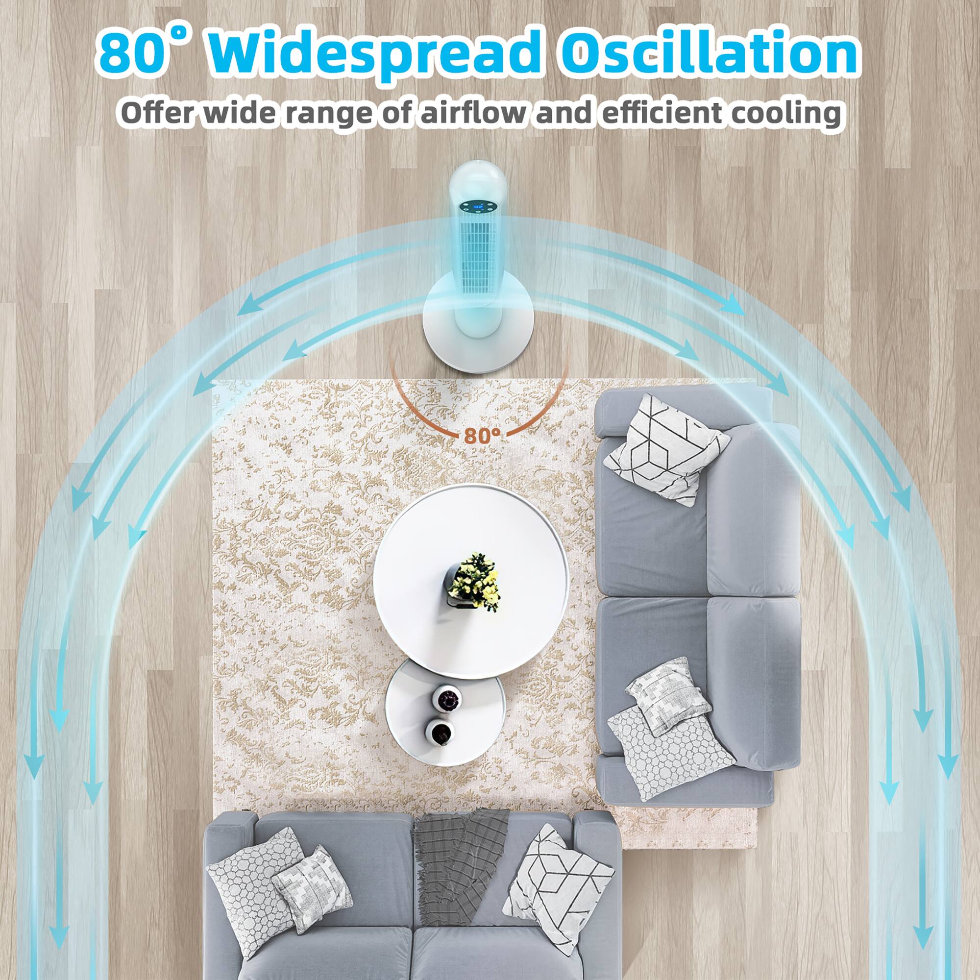 "80 Widespread Oscillation: Offering a wide range of airflow and efficient cooling."