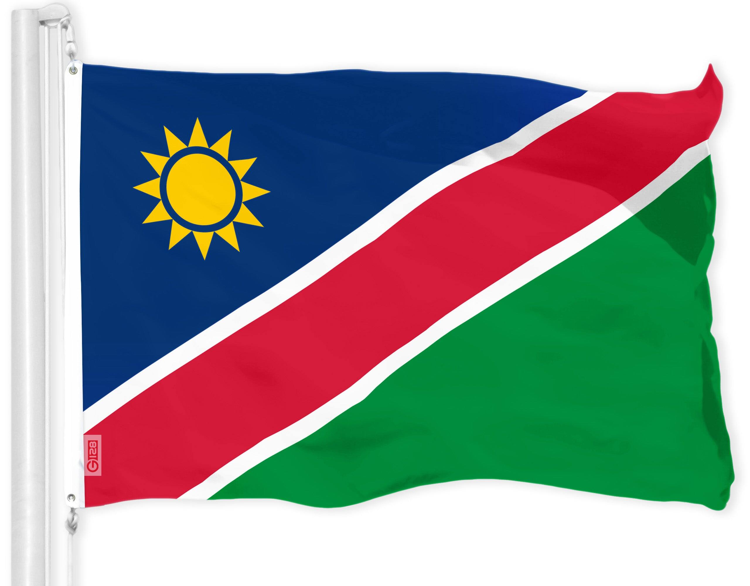 G128 - Namibia Flag 3 x 5 ft LiteWeave Pro 150D Polyester with Brass Grommets - Assorted Colors