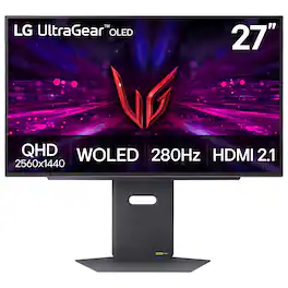 LG - UltraGear 27" OLED QHD 280Hz 0.03ms G-Sync and FreeSync Premium Pro Gaming Monitor with HDR500 (HDMI x2, DP, USB-A) - Black