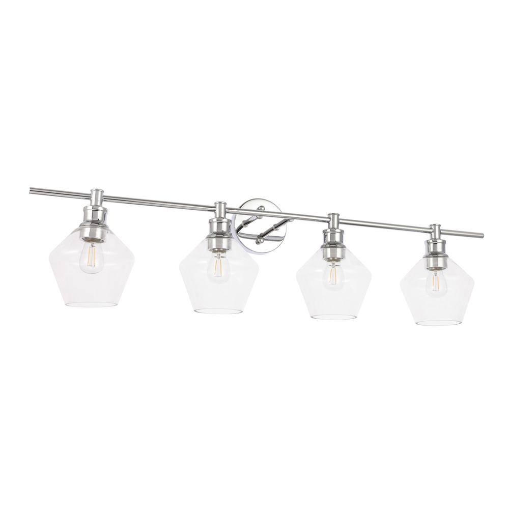 Angle. Living District - Gene 4 light Chrome and Clear glass Wall sconce - Chrome And Clear Glass.