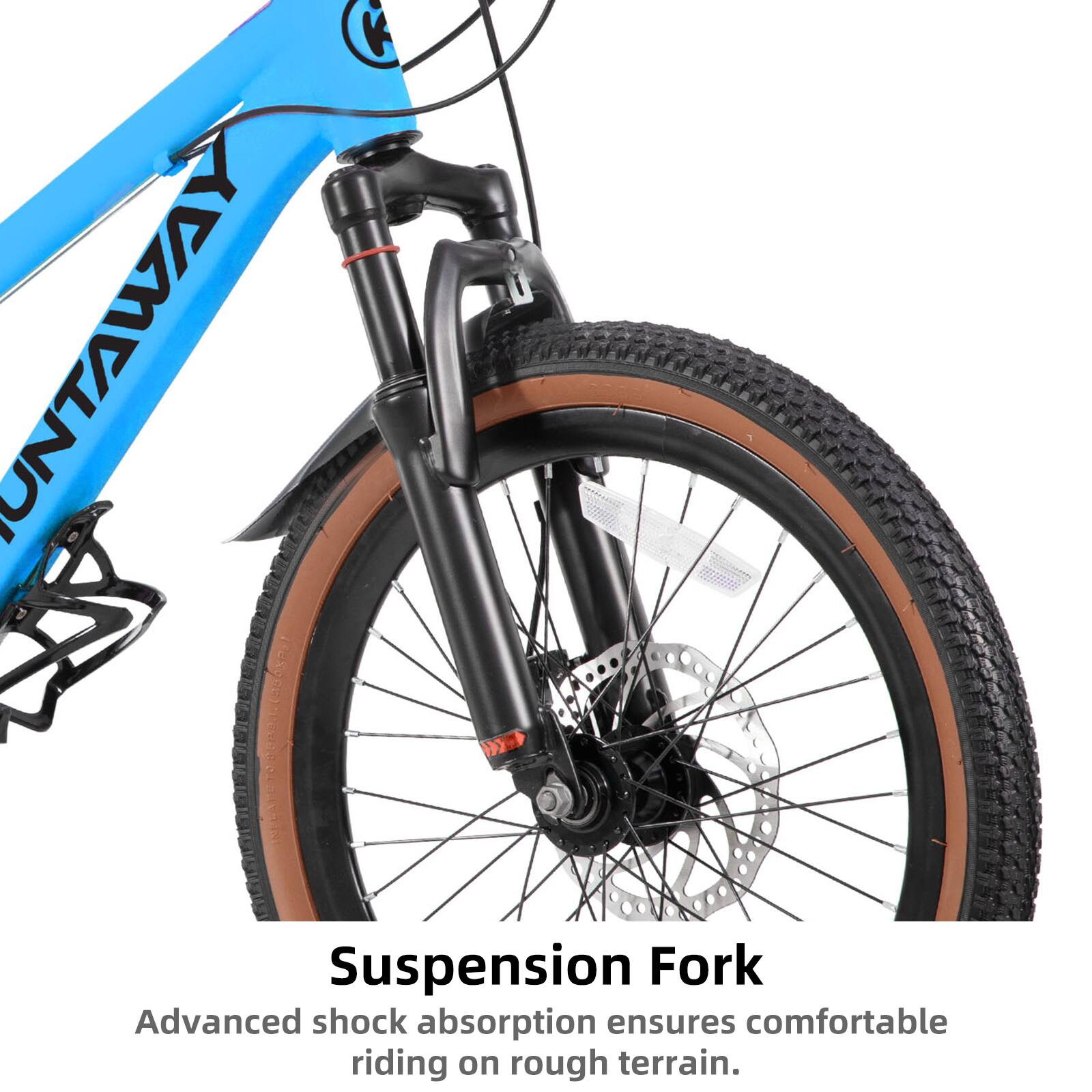 Suspension Fork  
Advanced shock absorption ensures comfortable riding on rough terrain.