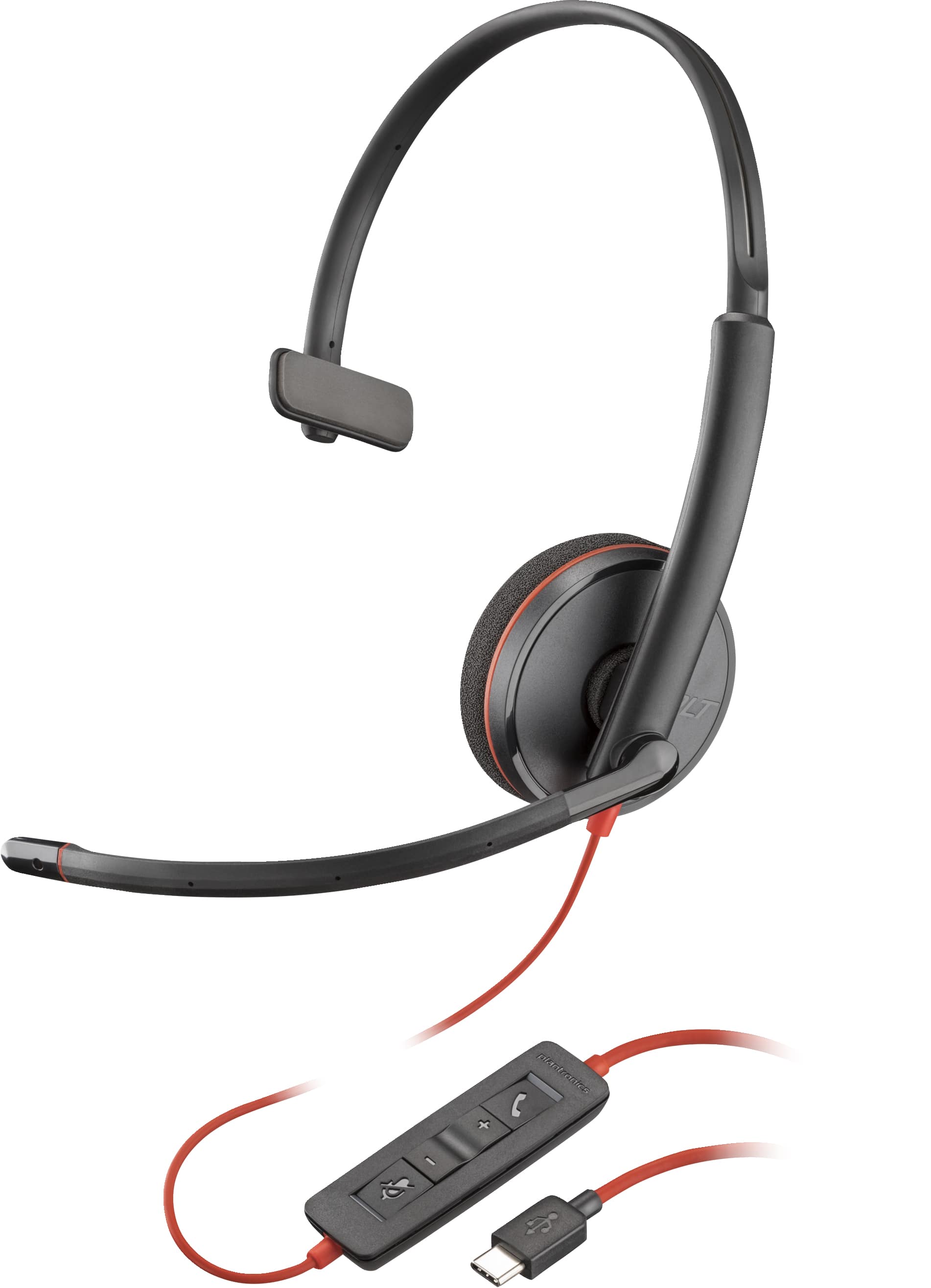 Polycom - POLY Blackwire 3210 Monaural USB-C Black Headset +USB-C/A Adapter (Bulk)