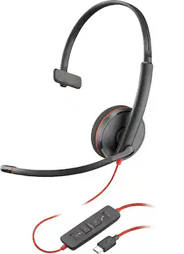 Polycom - POLY Blackwire 3210 Monaural USB-C Black Headset +USB-C/A Adapter (Bulk)
