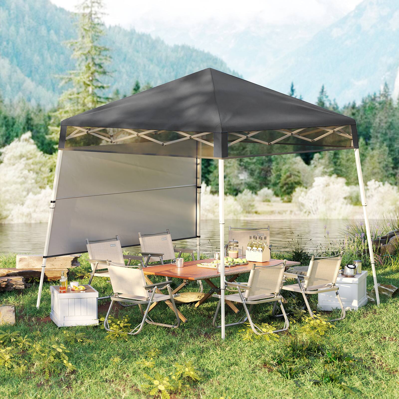 Alt View 4. Gymax - Gymax 7 x 7 FT Pop-Up Canopy TentOutdoor Sun Shelter w/ 1 Push Center Lock  Picnic Gray - Gray.