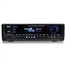PYLE PLATPRUSA 300 WATTS DIGITAL BLUETOOTH AM/FM STEREO RECEIVER PT390TU VOLUME - POWER mEsts - usE SALANCS BASS TREBLE AMT SCAN/AUTO - nr SOND MLRASS NLTRERLI MLVOX - -3 nN
