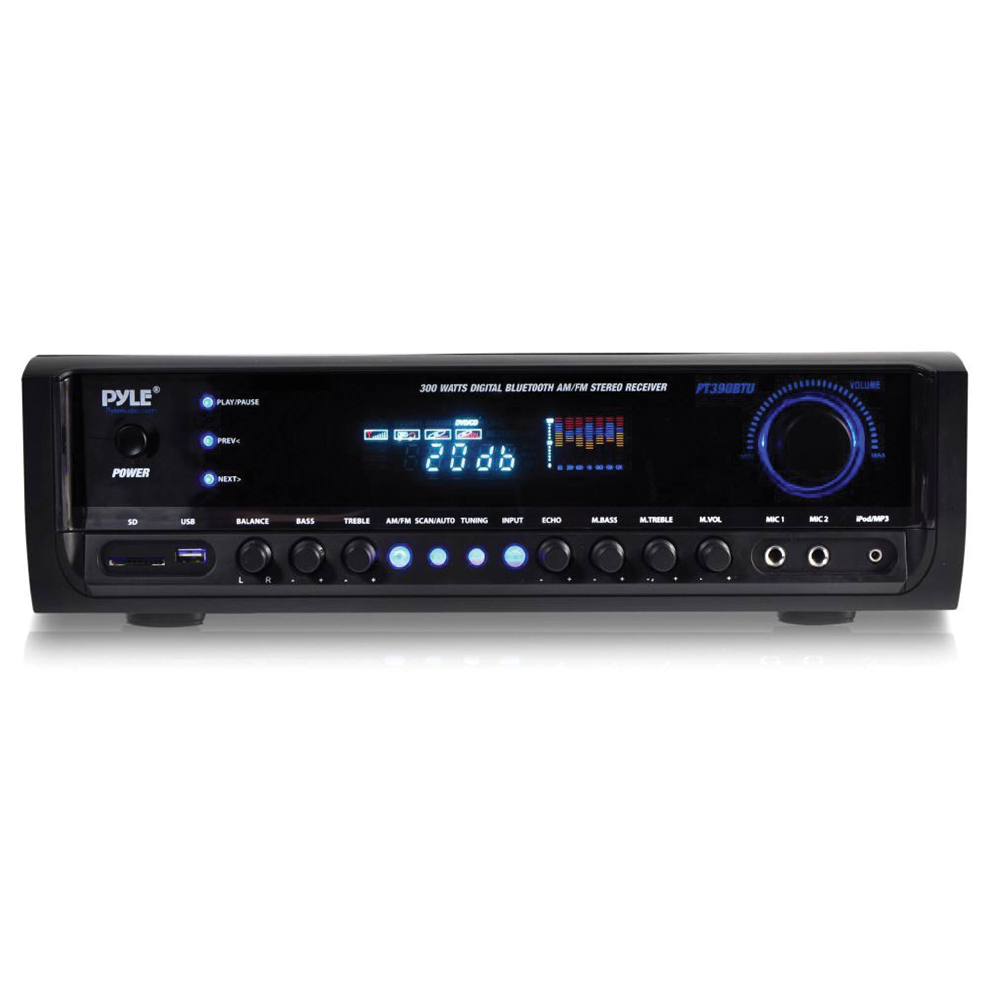 PYLE - Digital Home Theater 300W 4- channel Bluetooth Stereo Receiver - Black