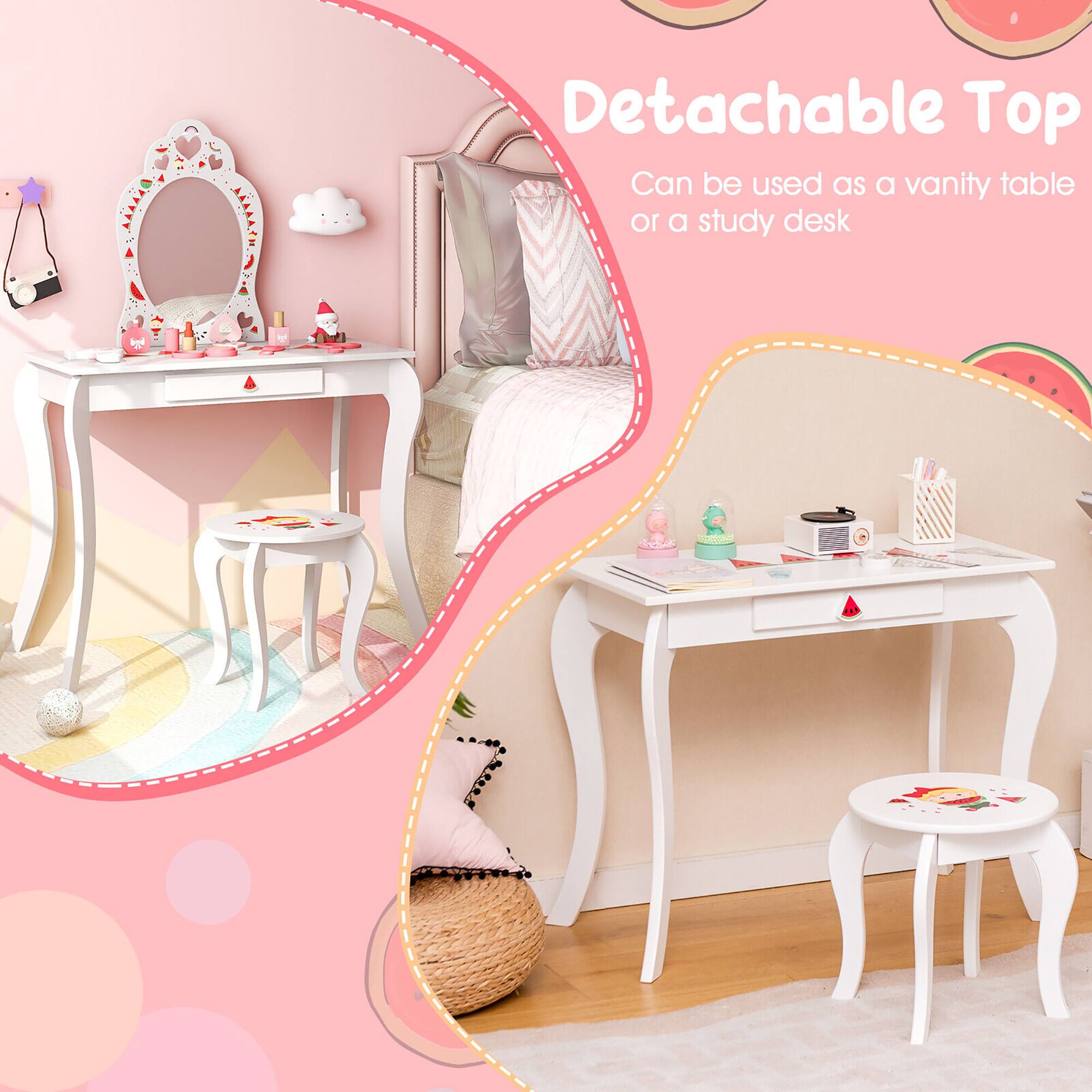 Detachable Top  
Can be used as a vanity table or a study desk