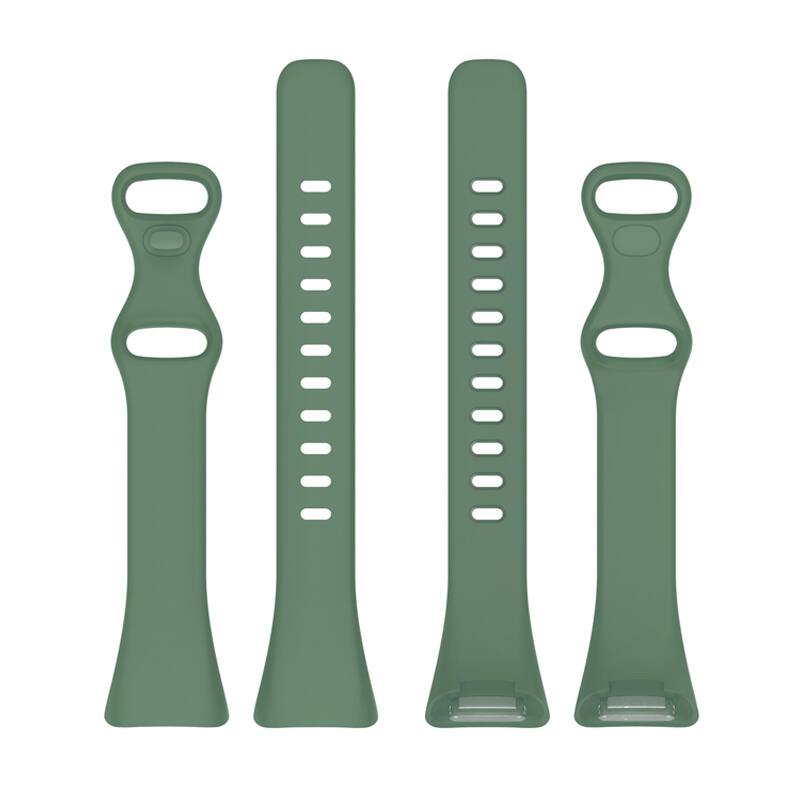 Left. StrapsCo - Slim Active Band Silicone Rubber Watch Strap For Fitbit Charge 6 - Hunter Green.