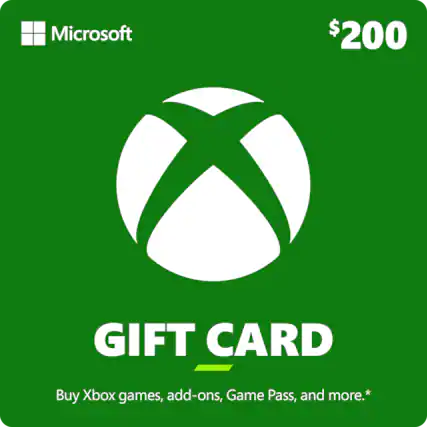 Microsoft
$200
GIFT CARD
Buy Xbox games, add-ons, Game Pass, and more.*