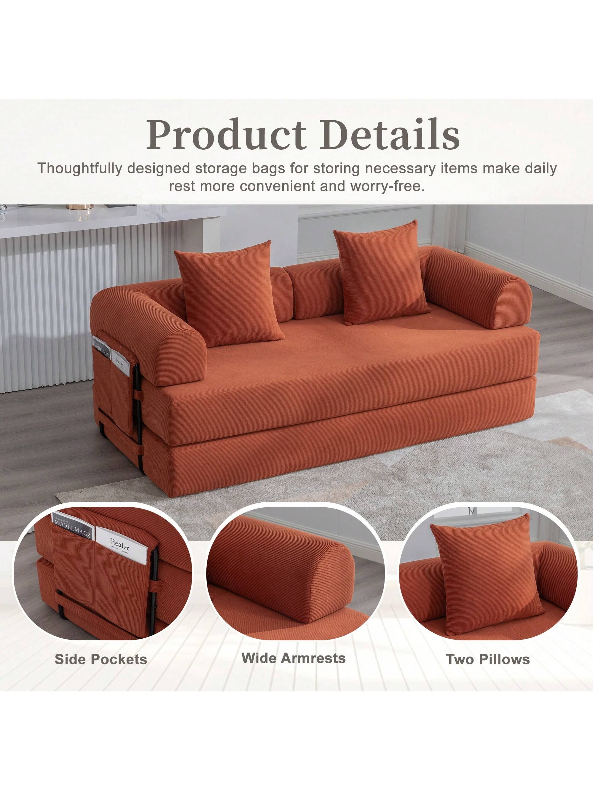 Product Details  
Thoughtfully designed storage bags for storing necessary items make daily rest more convenient and worry-free.  

- Side Pockets  
- Wide Armrests  
- Two Pillows