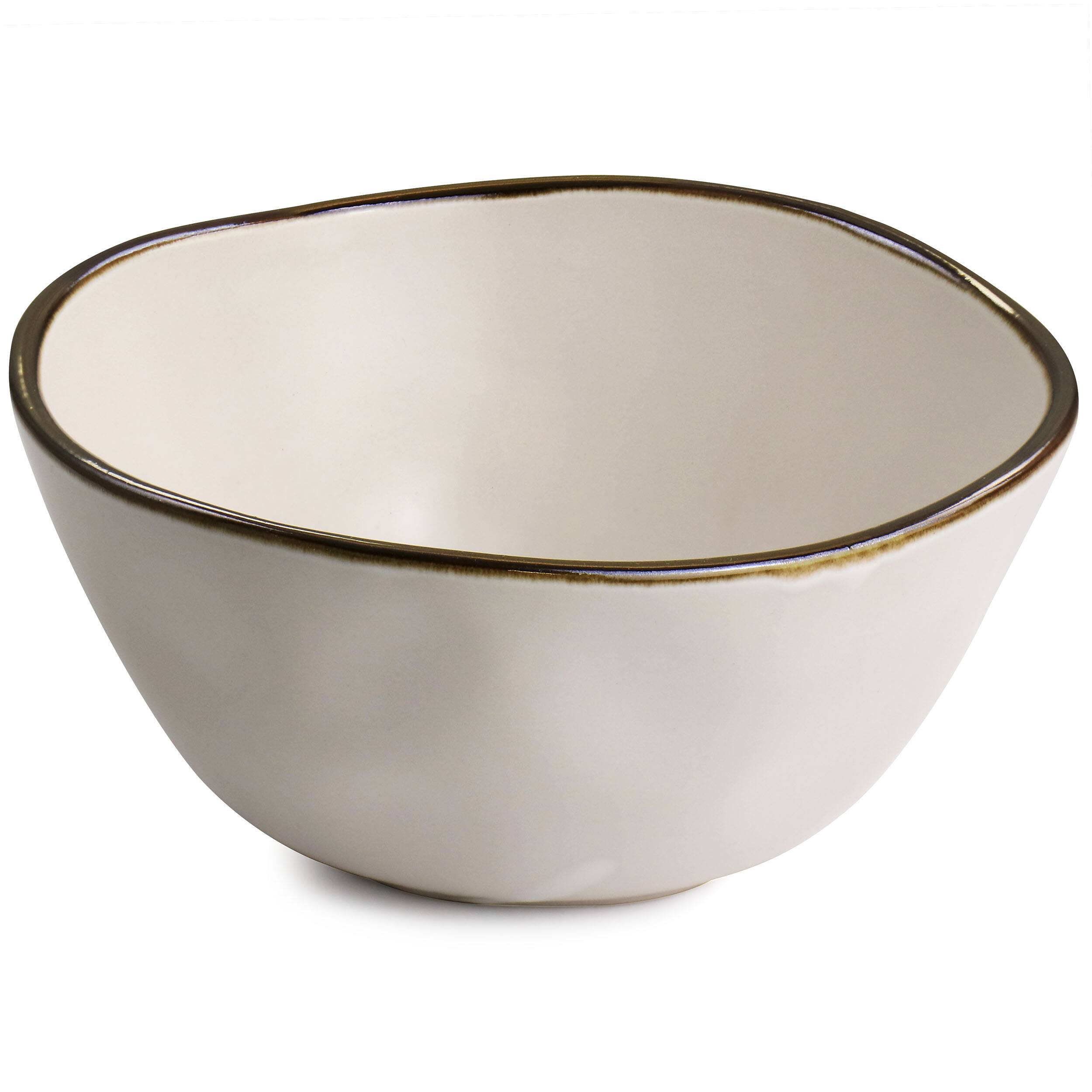 Alt View 4. Elama - Elama Modern 16 Piece Stoneware Dinnerware Set in Matte White with Gold Rim - White and Gold.