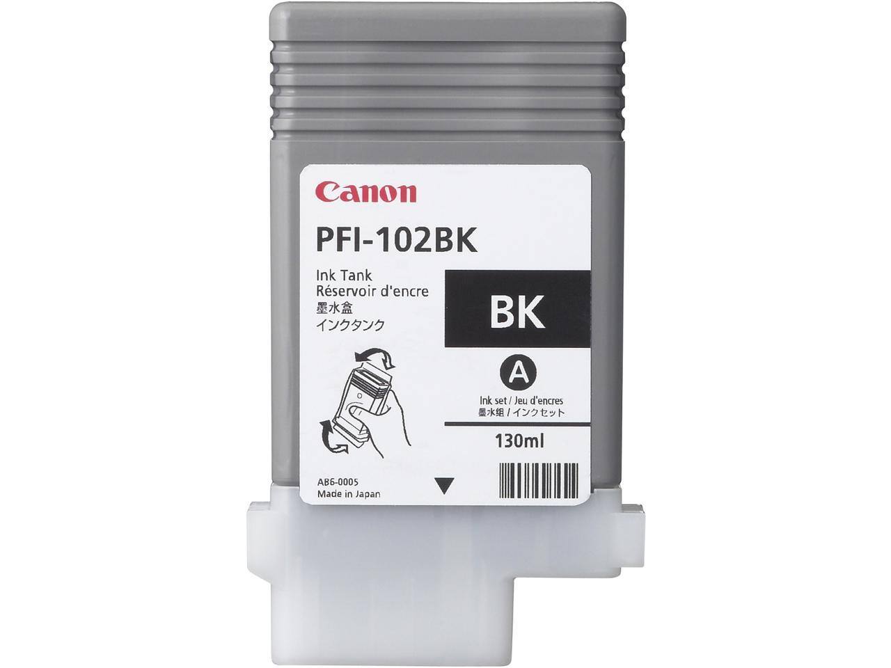 Canon PFI-102BK Ink Tank Reservoir d'encre BK A Ink set/ Jeu d'encre I 130ml AB6-0005 Made in Japan