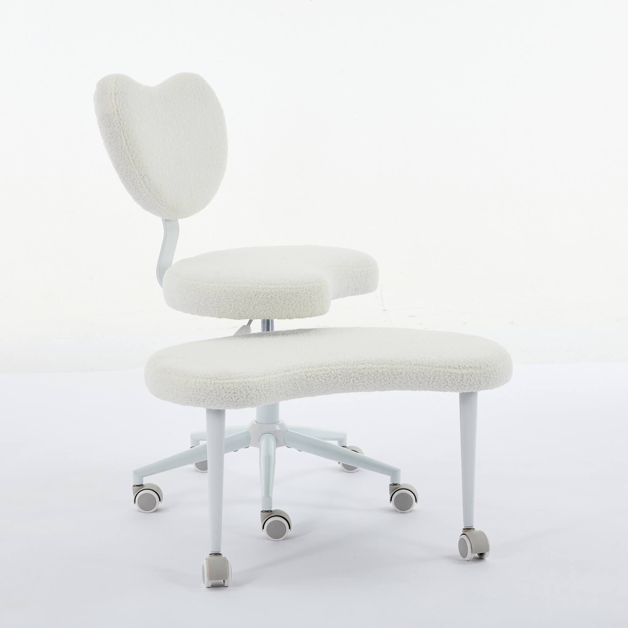 Alt View 2. GOODSILO - Meditation Chair with Wheels & Lumbar Support | Cross Legged Desk Chair for Fidgety Sitters | Adjustable Stool - Ivory.