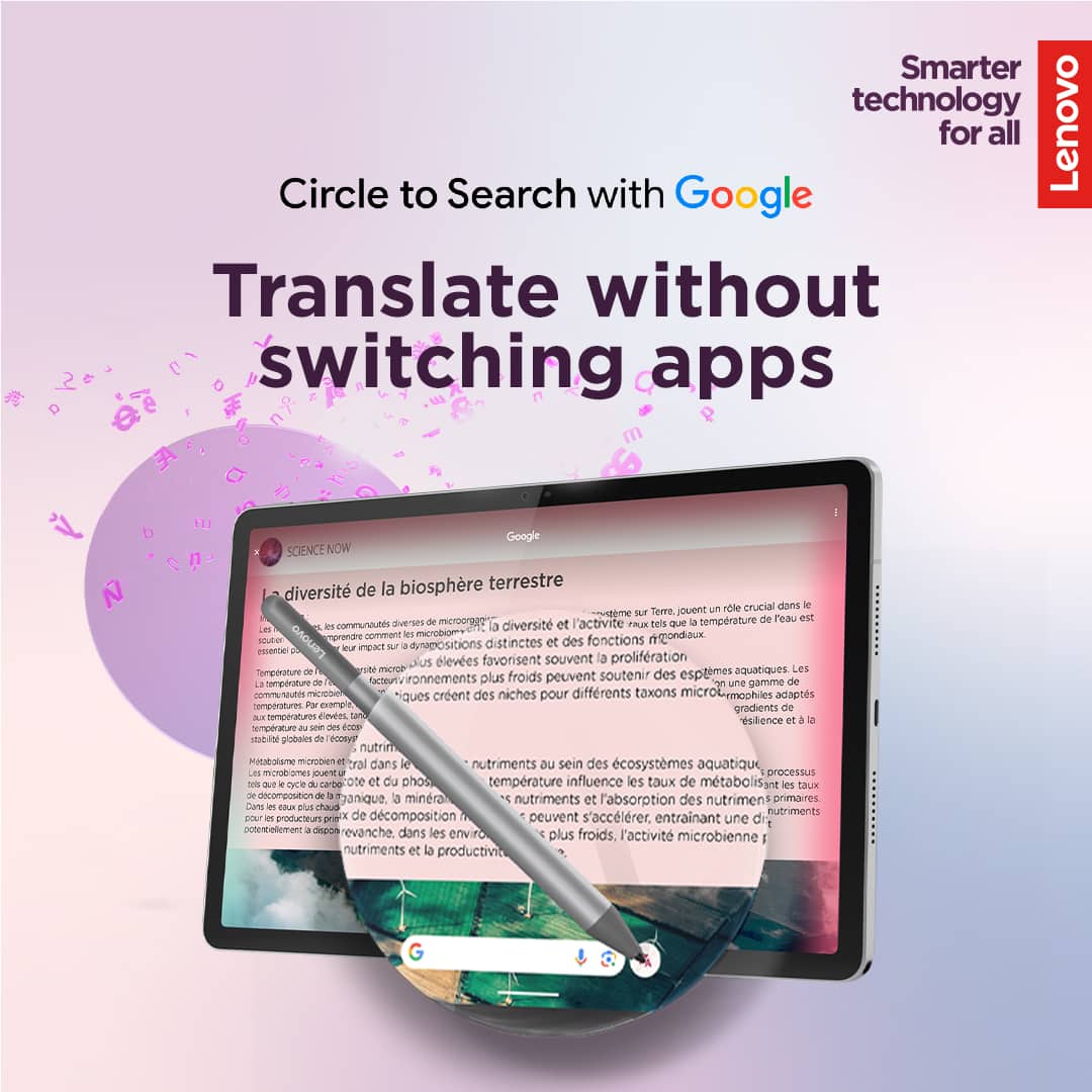 Smarter technology for all
Lenovo
Circle to Search with Google
Translate without switching apps
SCIENCE NOW
La diversité de la biosphère terrestre
Les communautés diverses de microorganismes jouent un rôle crucial dans la diversité et l'activité des écosystèmes. La température de l'eau est un facteur majeur qui influence la diversité et l'activité microbienne. Les gradients de température peuvent favoriser la prolifération de différents taxons microorganismes adaptés aux conditions de température. Par exemple, les microorganismes thermophiles peuvent se développer dans les eaux chaudes, tandis que les psychrophiles peuvent se développer dans les eaux froides. La température influence également les taux de métabolisme et de décomposition des nutriments au sein des écosystèmes aquatiques.