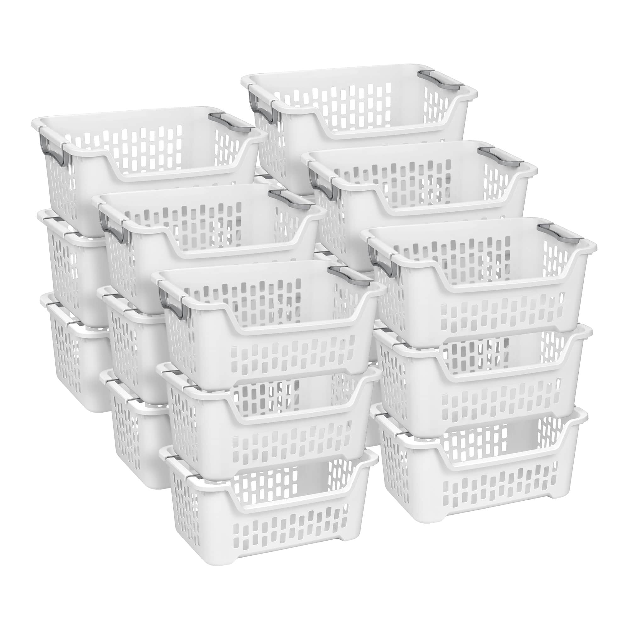 Sterilite - Stacking Laundry Basket, 2 Bushel Hamper with Handles, 18 Pack - White