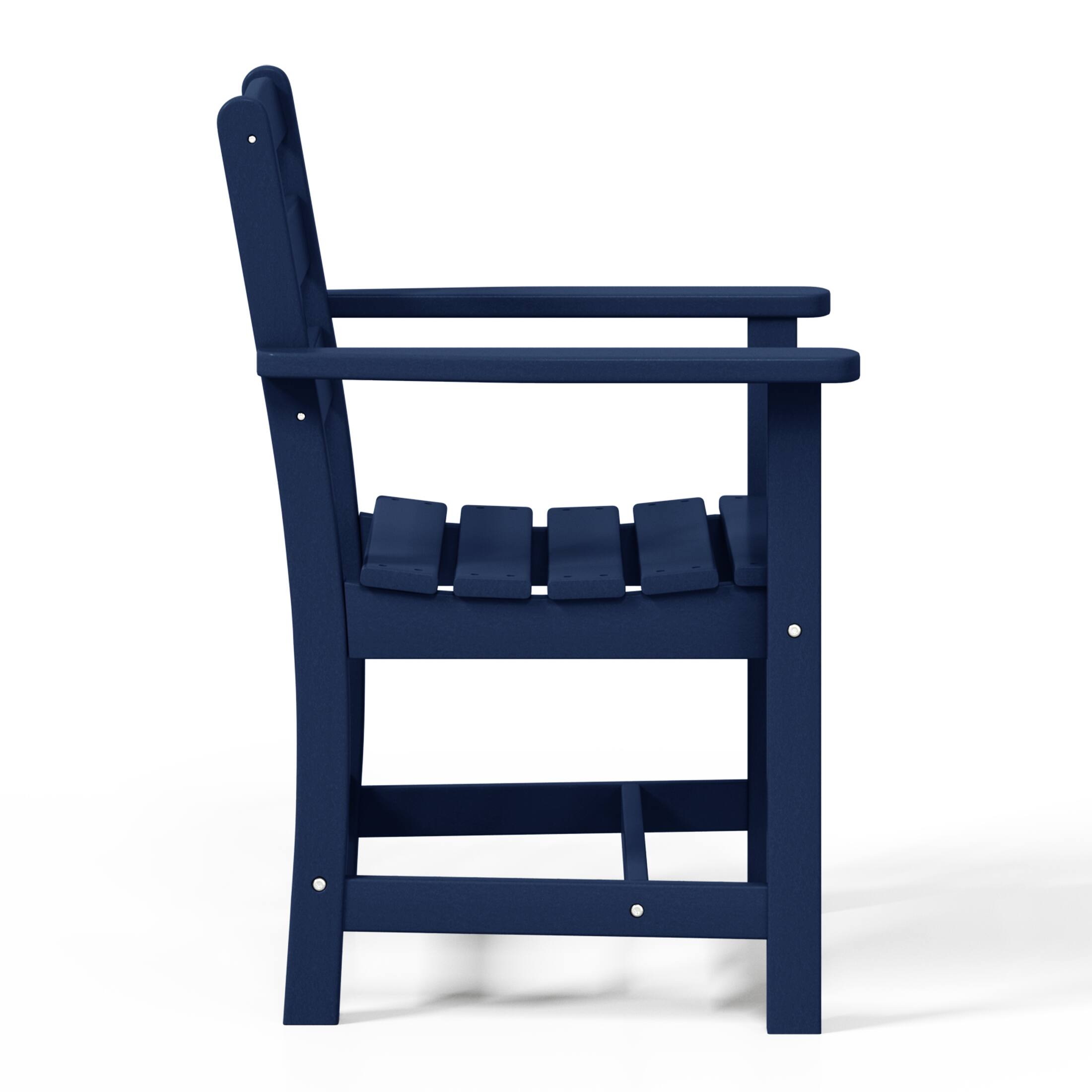 Left. WestinTrends - WestinTrends Ashore Outdoor HDPE Patio Classic Dining Arm Chair - Navy Blue.
