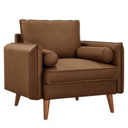 Revive Upholstered Vegan Leather Accent Armchair by Modway - Brown