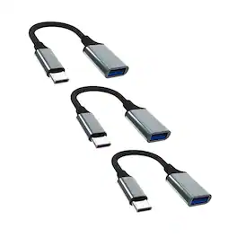 Qixxronics - USB to USB C Adapter (3 Pack), Type C Male to USB A Female Usb to Usbc-c Adapter for Macbook, iPad, Samsung, Laptops - Gray