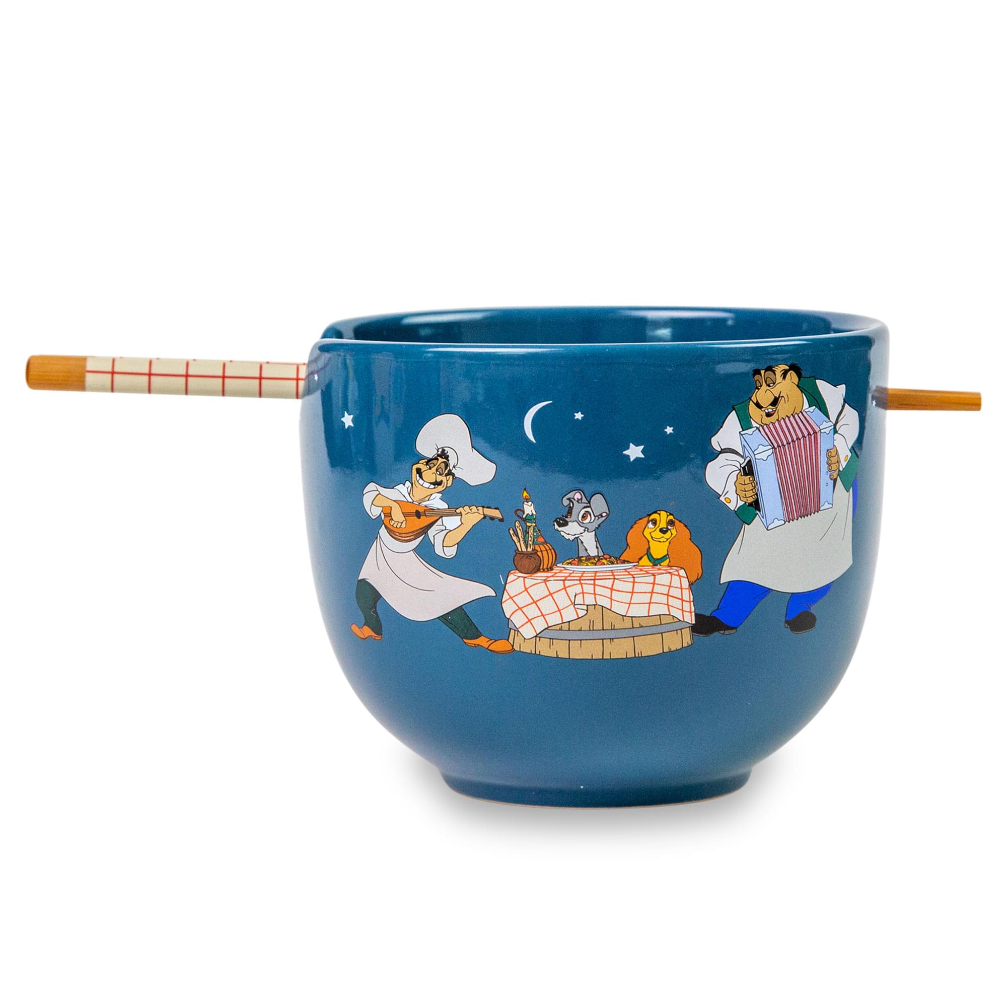 Alt View 1. Silver Buffalo - Disney Lady And The Tramp Serenade 20-Ounce Ceramic Ramen Bowl and Chopstick Set - Blue.