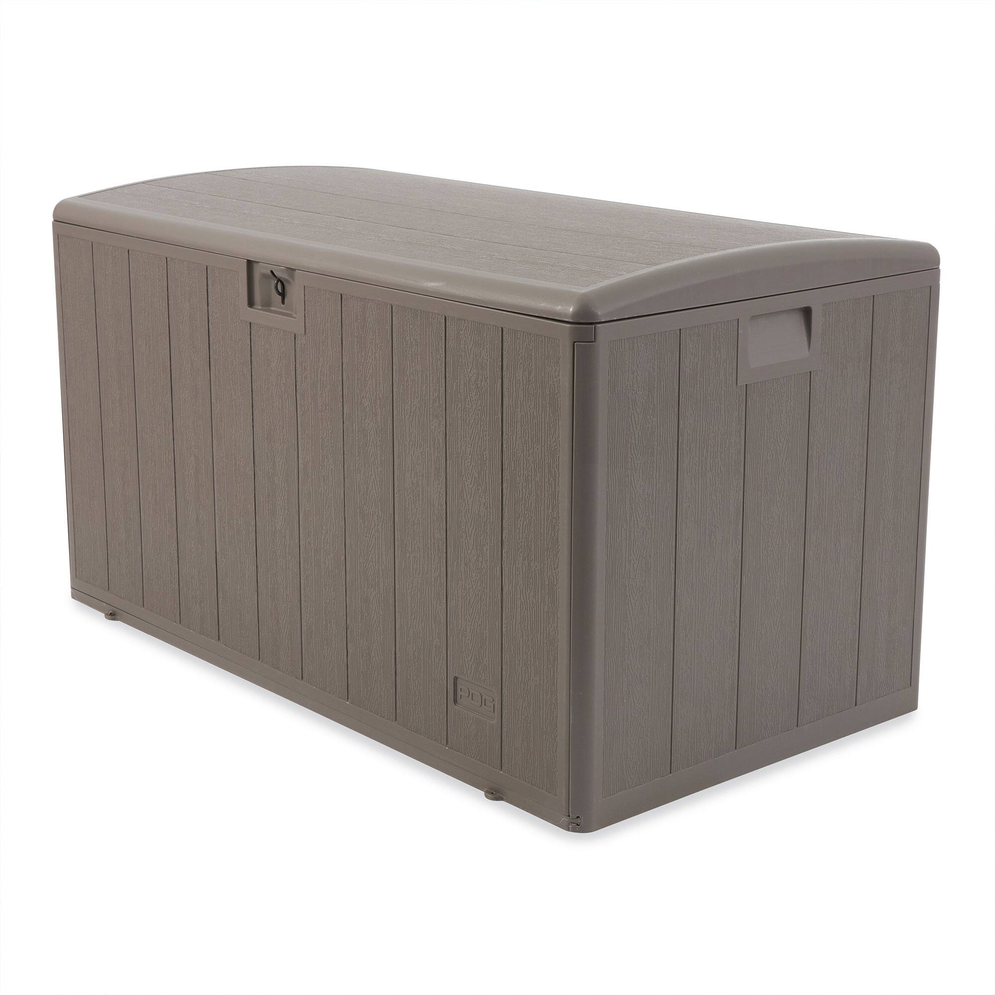 Front. Plastic Development Group - Plastic Development Group 130 Gallon Resin Outdoor Patio Storage Deck Box, Gray - Driftwood.