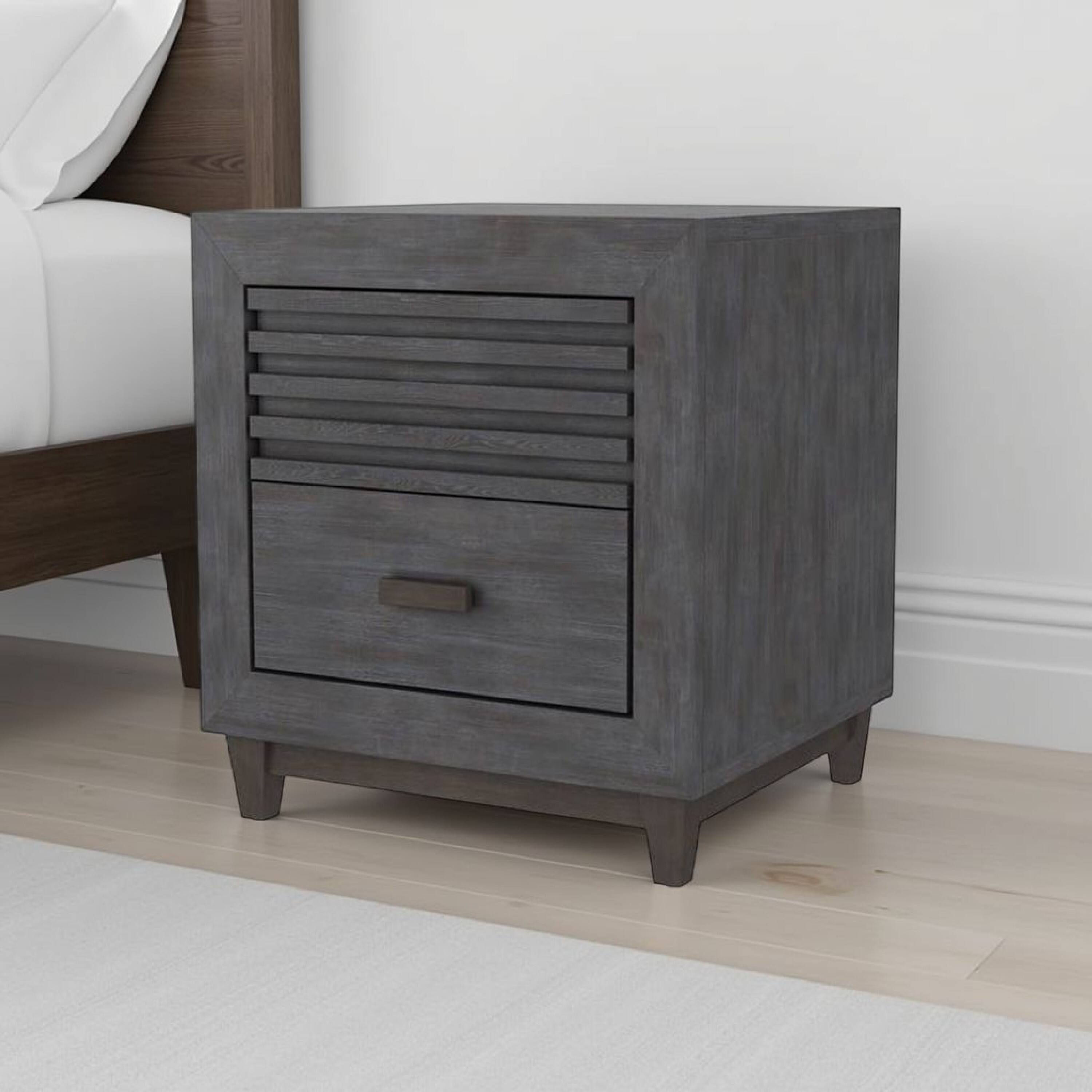 Alt View 5. Manhattan Lane - Biom Nightstand, 2 Drawers, 24 Inch - Charcoal Brown.