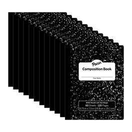 Pacon - Composition Book, Black Marble, 3/8" Ruled w/Margin, 9-3/4" x 7-1/2", 60 Sheets, Pack of 12