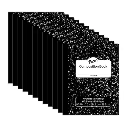 Pacon Composition Book Your Name WIDE RULED with Red Margin 60 Sheets-120 Pages 9.75 in x 7.5 in (24.8 cm x 19.1 cm)