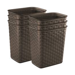 Sterilite - Weave 3.4 Gallon Plastic Home/Office Wastebasket Trash Can (6 Pack) - Brown
