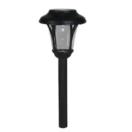 Northlight - 12" Lantern Solar Light with White LED Light and Lawn Stake - Black