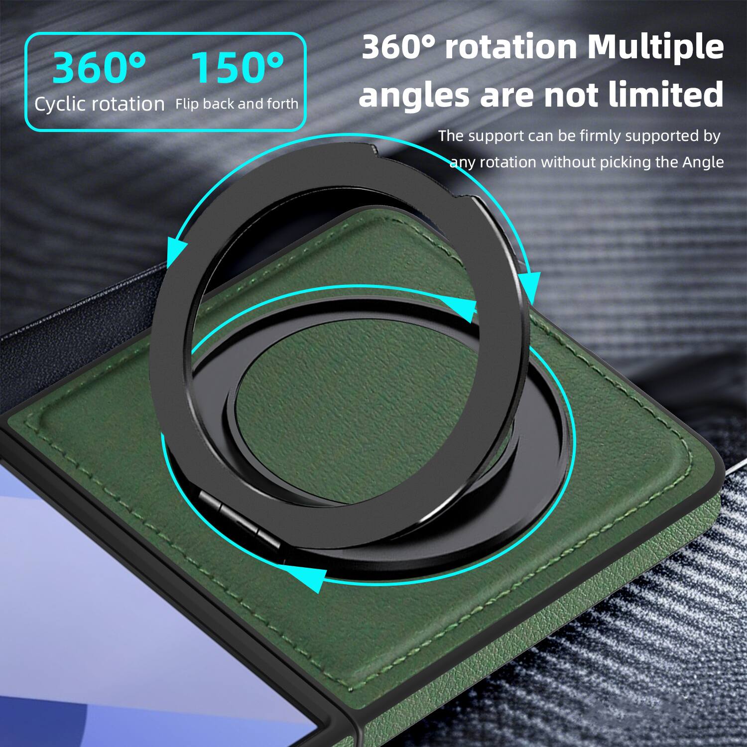360° 150° Cyclic rotation Flip back and forth

360° rotation Multiple angles are not limited

The support can be firmly supported by any rotation without picking the Angle