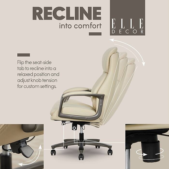 RECLINE into comfort

Flip the seat-side tab to recline into a relaxed position and adjust knob tension for custom settings.