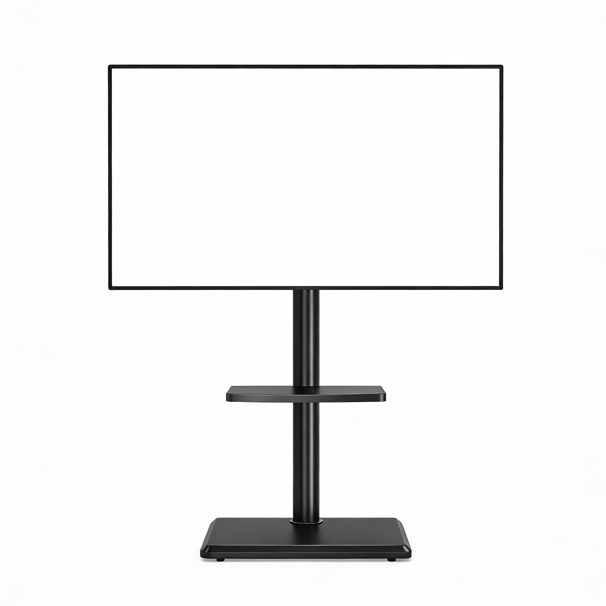 Frangdom - Floor TV Stand with Power Strip 4-Outlet Swivel Wood Base 32-60" - Black