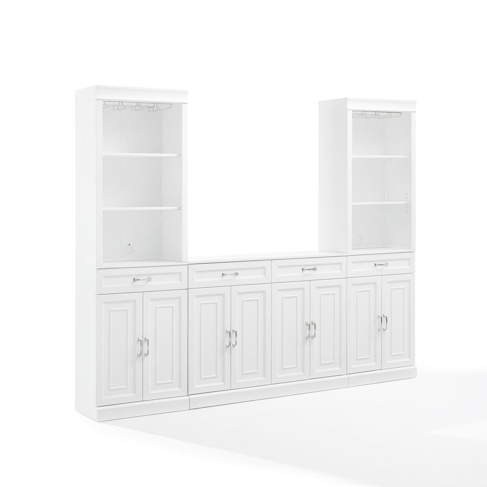 Alt View 9. Crosley Furniture - Stanton 3-Piece Sideboard And Bar Cabinet Set - Sideboard & 2 Bar Cabinets - White.