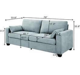 Roomtec - Modern Loveseat Sofa for Living Room Removable Cover Spring Cushions Solid Wood Frame Wide Armrest for Small Space - Gray