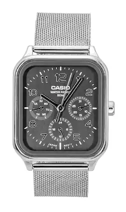 Casio - Standard Analog Stainless Steel Grey Dial Quartz MTP-M306M-8AV Men's Watch - Gray