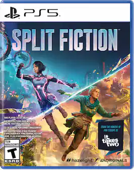 PS5 Split Fiction Two Player Co-op Only Age Restrictions May Apply to Online Features. See Back. Co-op Deux Personnes Uniquement. Des Restrictions D'Age Peuvent S'Appliquer Aux Fonctionnalites En Ligne. Plus D'Informations Au Verso. Teen Adolescents T ESRB From the Makers of Par L'Equipe De Hazelight I EA Originals.
