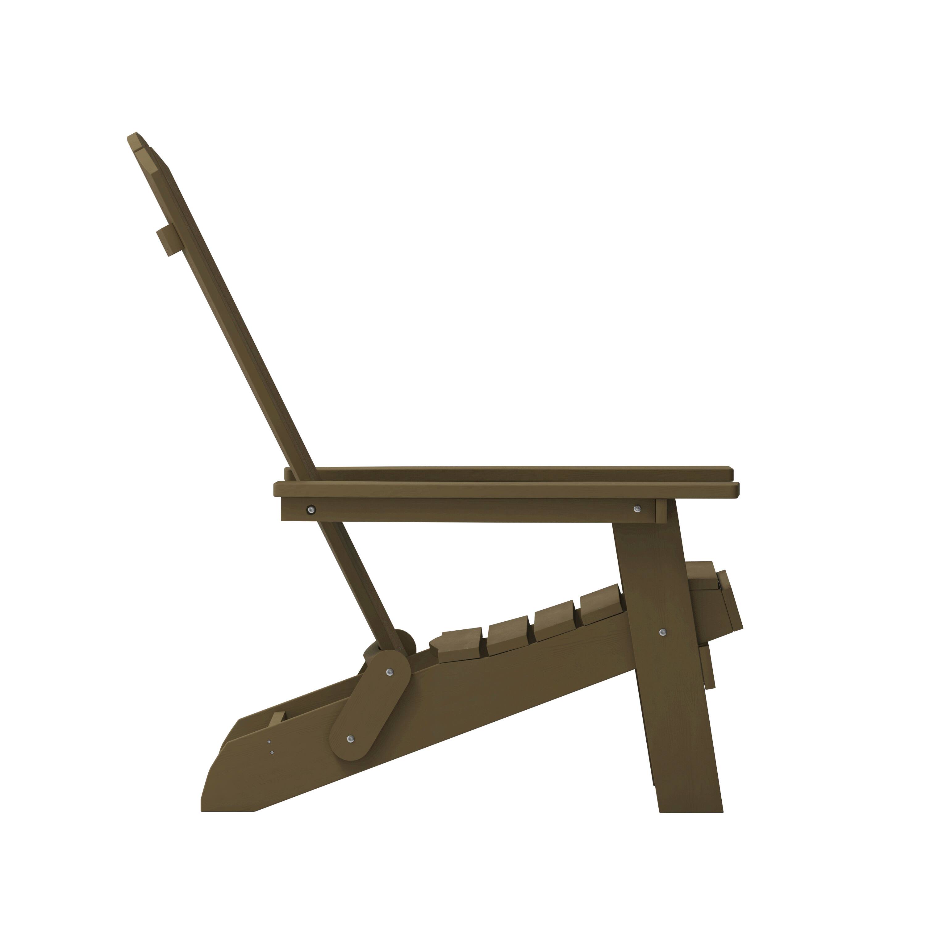 Alt View 9. Emma + Oliver - Haven Set of 2 Indoor/Outdoor Poly Resin Folding Adirondack Chairs, All-Weather Chairs for Porch, Patio, or Sunroom - Mahogany.