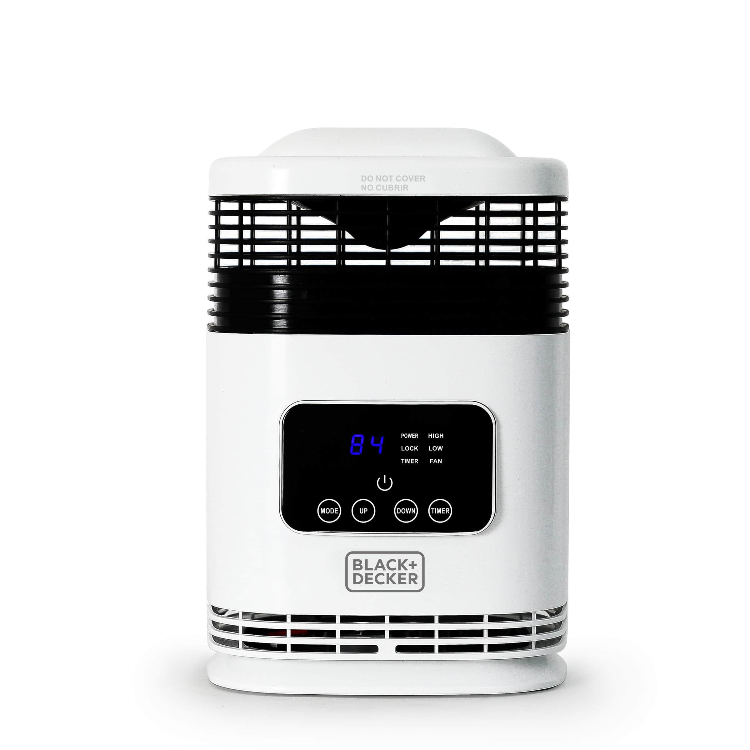 Black+Decker - 360° Surround Heater & Fan Combo with Remote, Personal Heater with Adjustable Thermostat & 2 Heat Settings, BH1607 - White