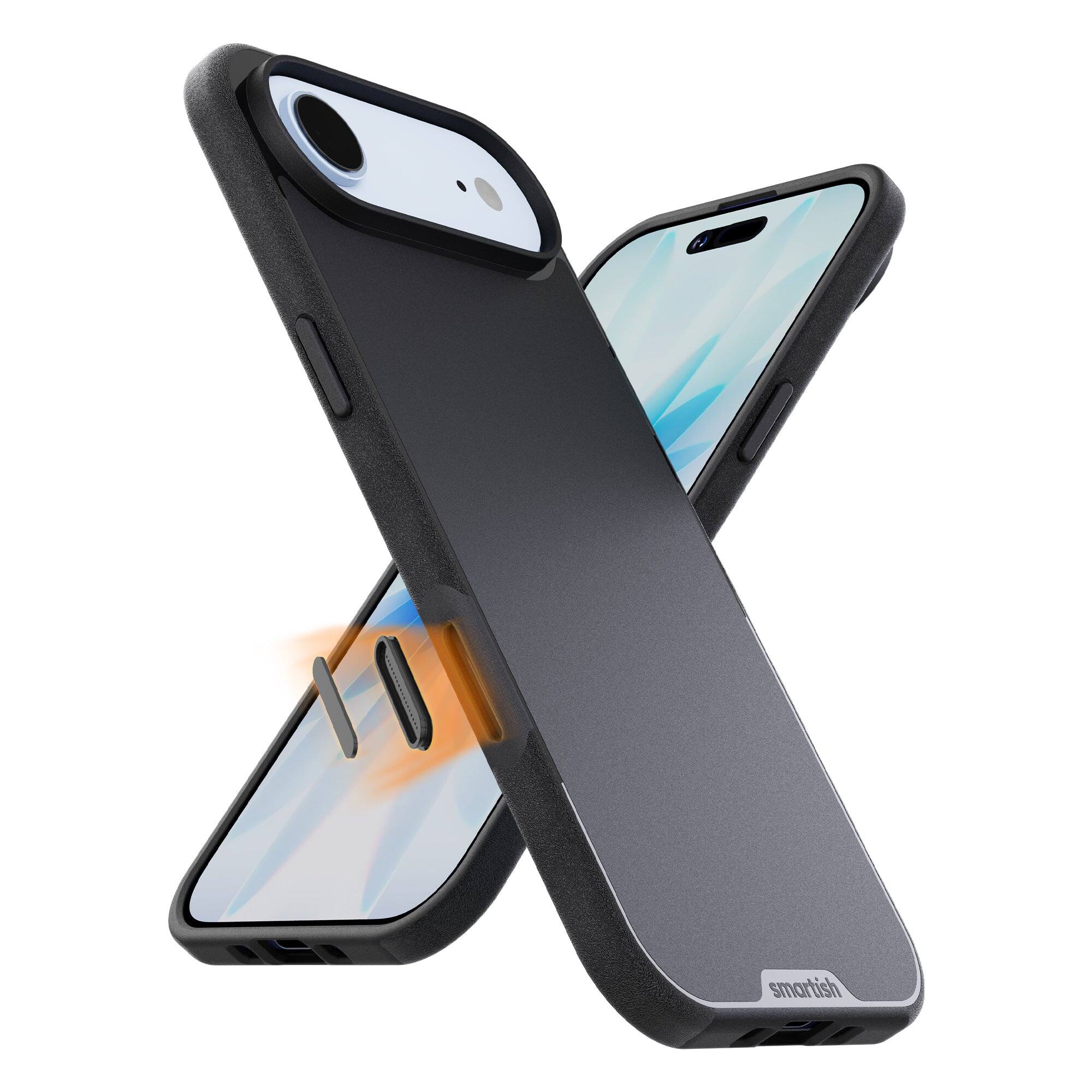 Smartish - iPhone Air MagSafe Case - Gripmunk Protective Slim Grip Magnetic Cover - Black w/ Camera Control