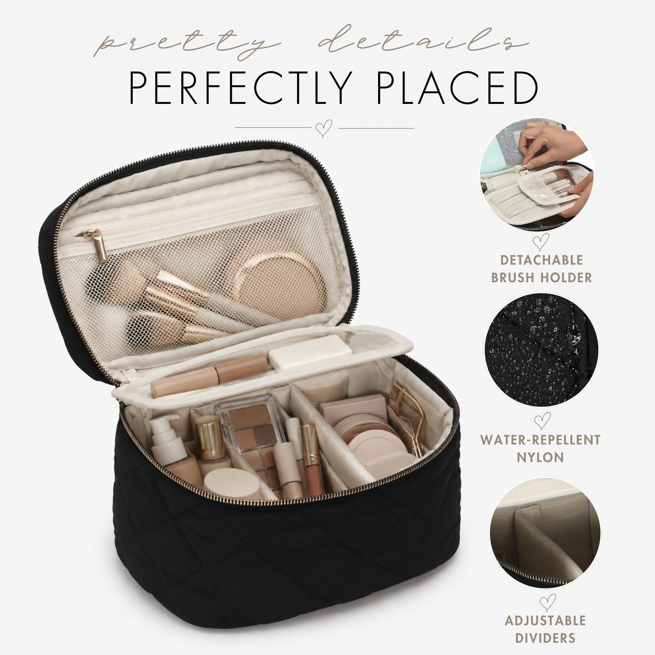 pretty details  
PERFECTLY PLACED  

- DETACHABLE BRUSH HOLDER  
- WATER-REPELLENT NYLON  
- ADJUSTABLE DIVIDERS