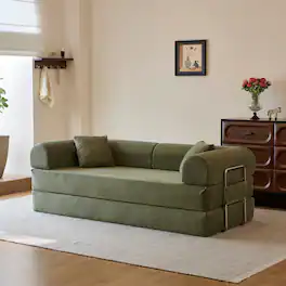 Anysun - 78.8" Boneless Compression Sofa – Convertible Floor Sofa Bed with Pillow Back Support & Armrests – Comfy Futon Couch - Green