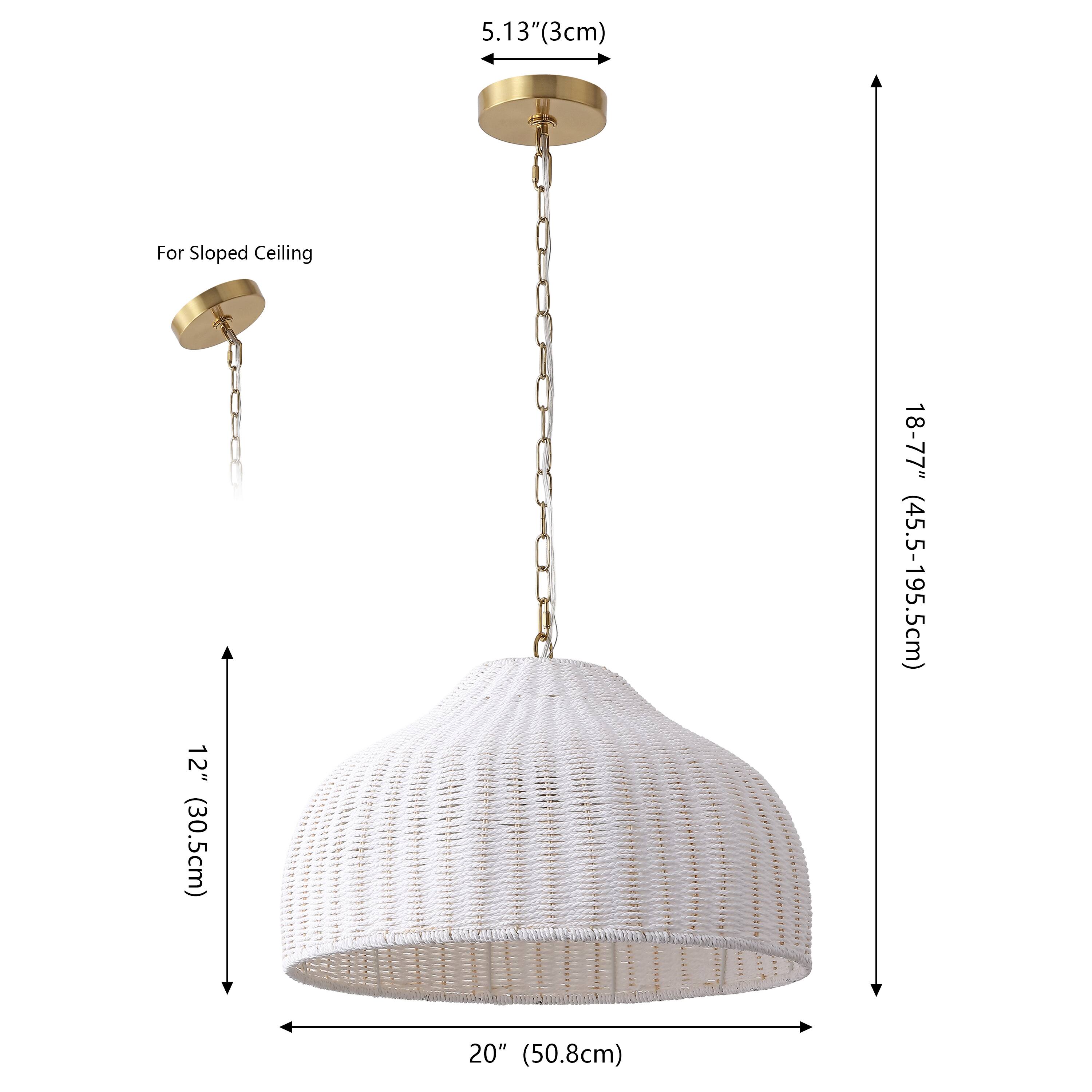 5.13" (3cm)  
For Sloped Ceiling  
12" (30.5cm)  
18-77" (45.5-195.5cm)  
20" (50.8cm)