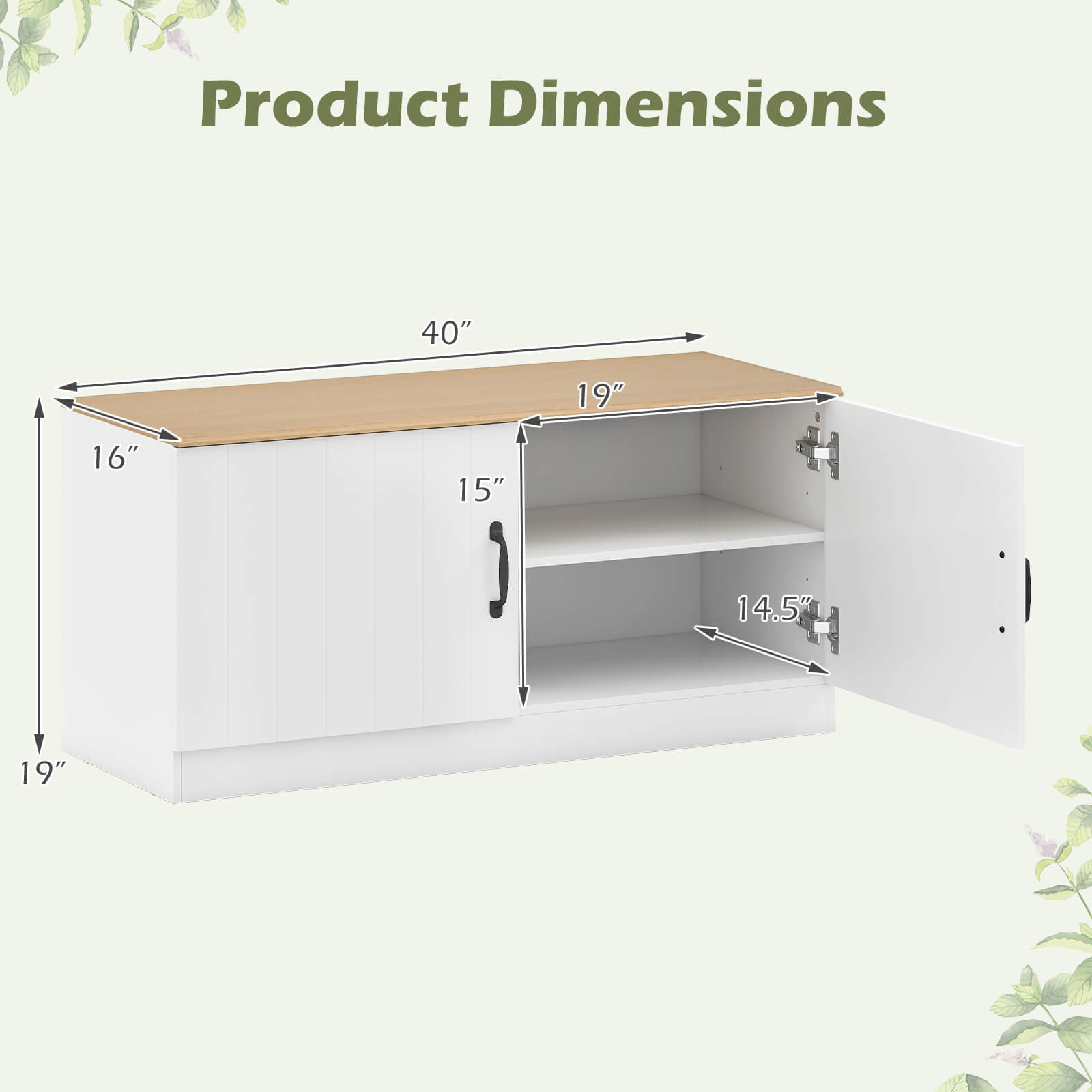 Product Dimensions: 40" x 19" x 16" x 15" x 14.5" x 19"